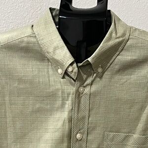 Mr Turk Green & White Plaid Romano Button Down SS Shirt LARGE NWT $198